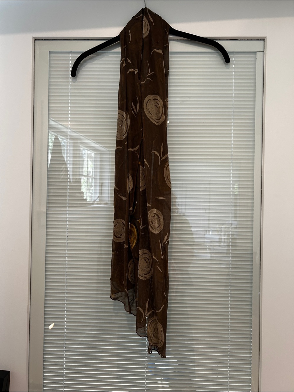 Brown Floral Sheer Scarf